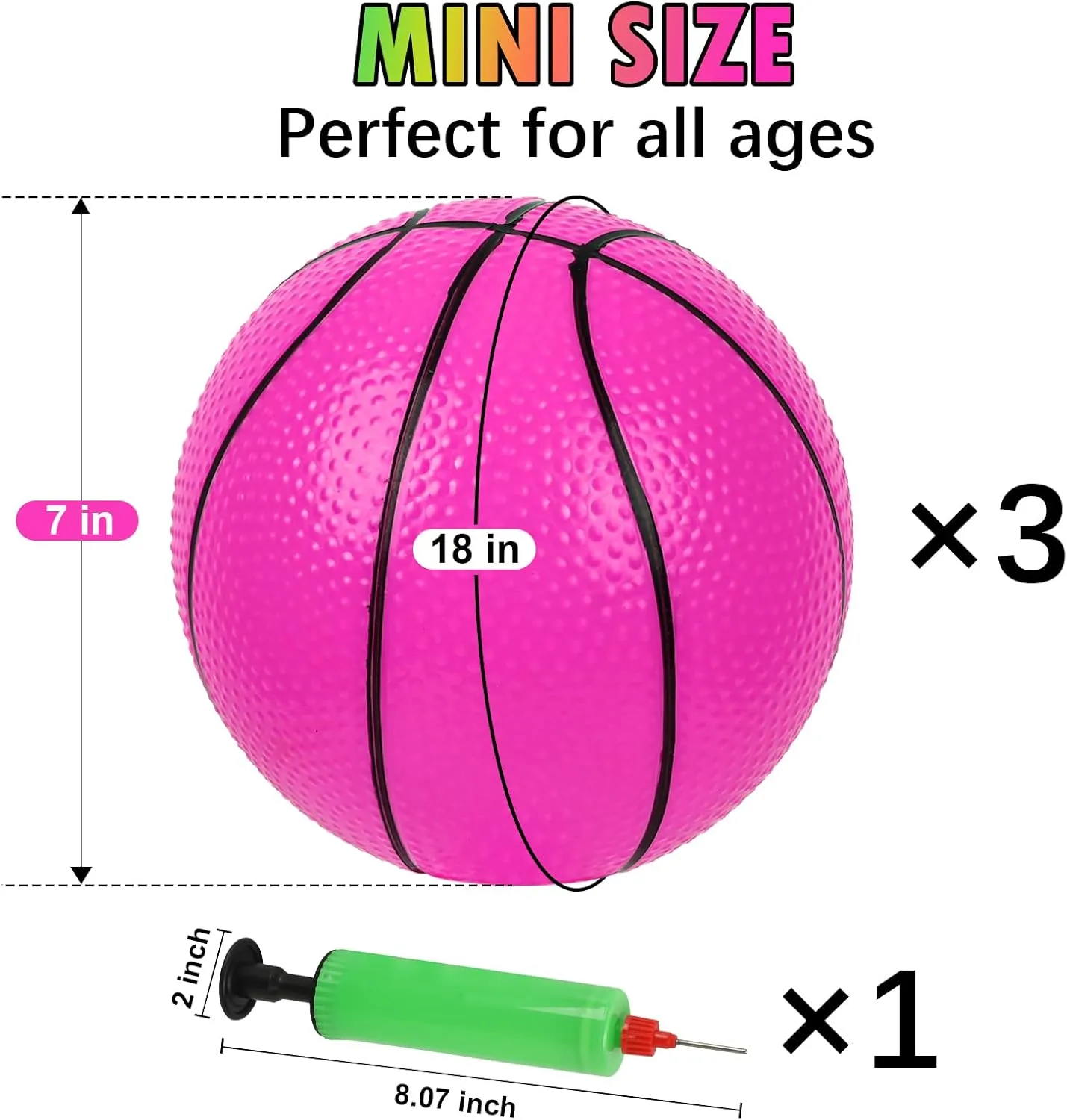 Toy Basketball for Kids Toddler Boy and Girls Indoor Outdoor Game Play Mini Basketballs with Pump for Mini Hoops(6 document unmanageable operator severely inch 7 inch Packs 3-4), Replacement 