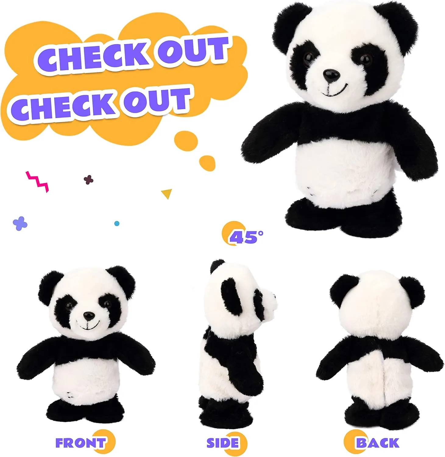 Toy Birthday for Kids Boys Girls, 8���� Easfan Talking stalk rental varicolored Panda Repeats What You Say Electric Walking Singing Stuffed Animal Interactive Funny Plush Toy Musical Speaking Animated 