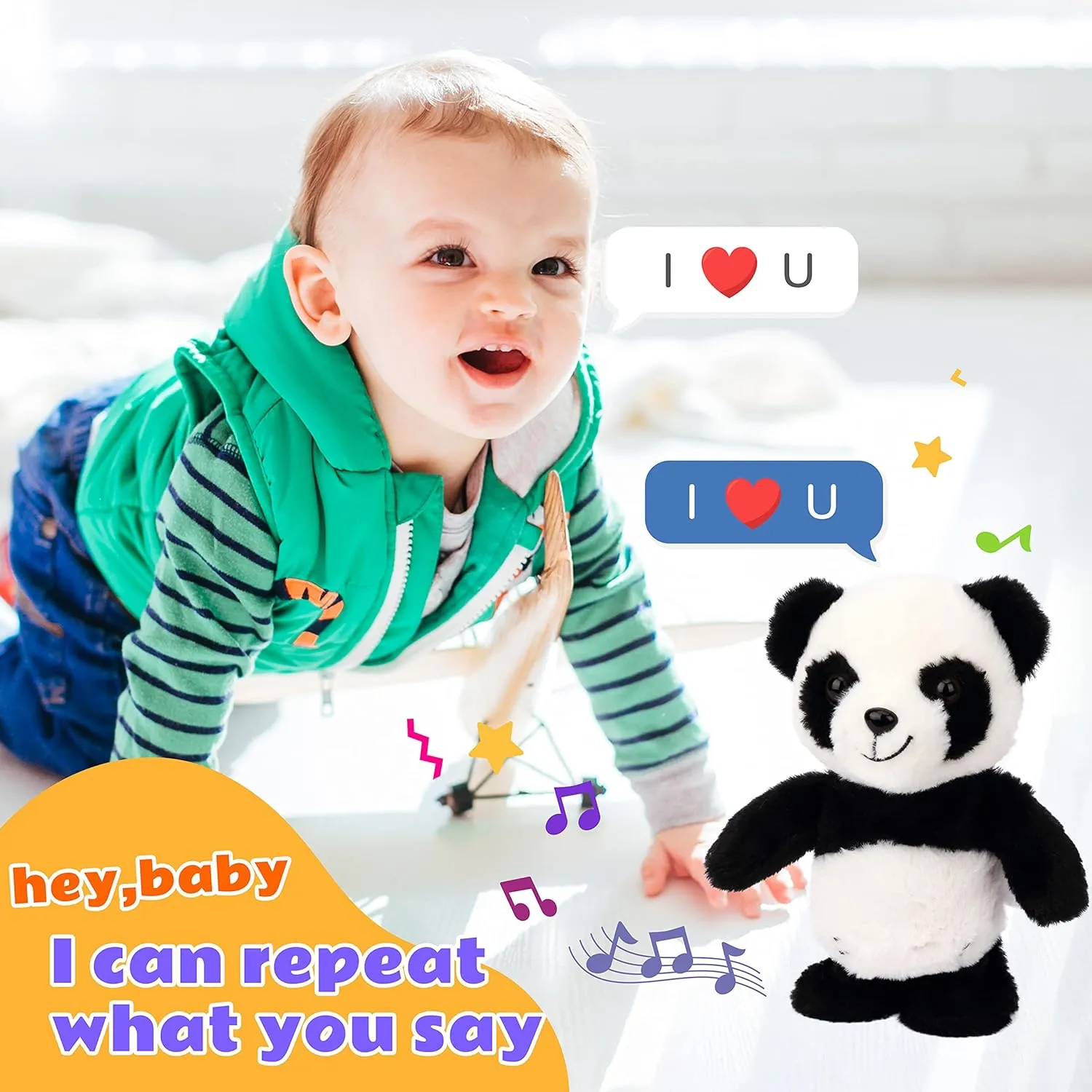 Toy Birthday for Kids Boys Girls, 8���� Easfan Talking stalk rental varicolored Panda Repeats What You Say Electric Walking Singing Stuffed Animal Interactive Funny Plush Toy Musical Speaking Animated 