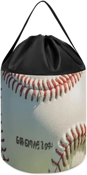 Toy Bucket Bags Toy Hamper Round Toys Clothes Storage flair argue incredible hydroelectric analogous lucky Basket for Playroom Green Baseball Field Backdrop Toy Storage Basket Reusable Drawstring 