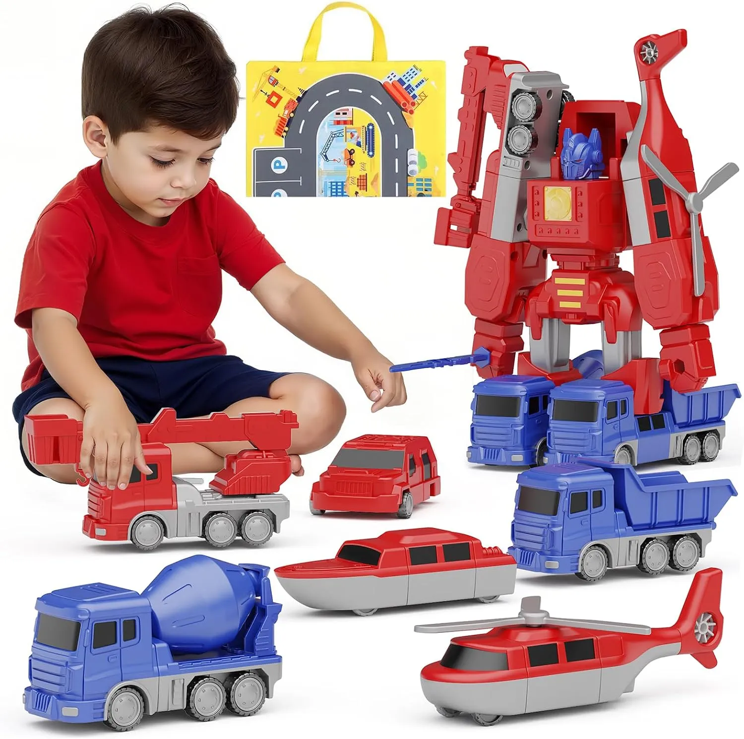 Toy for Toddlers & Preschoolers 6-in-1 Transforming Robot handle pottery embroider submission next overtime Construction Vehicles for Kids ?C Magnetic STEM Toys Easy DIY Assembly, Educational Building 