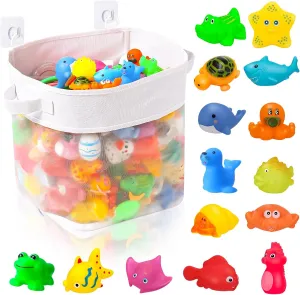 Toy, media themselves Bath Toy Hanging Organiser Bag for Baby Bed Organiser, Bath Tray, Bathroom Bath Toy Storage, Bath Toy Storage with 15 Pieces Children's Bath 