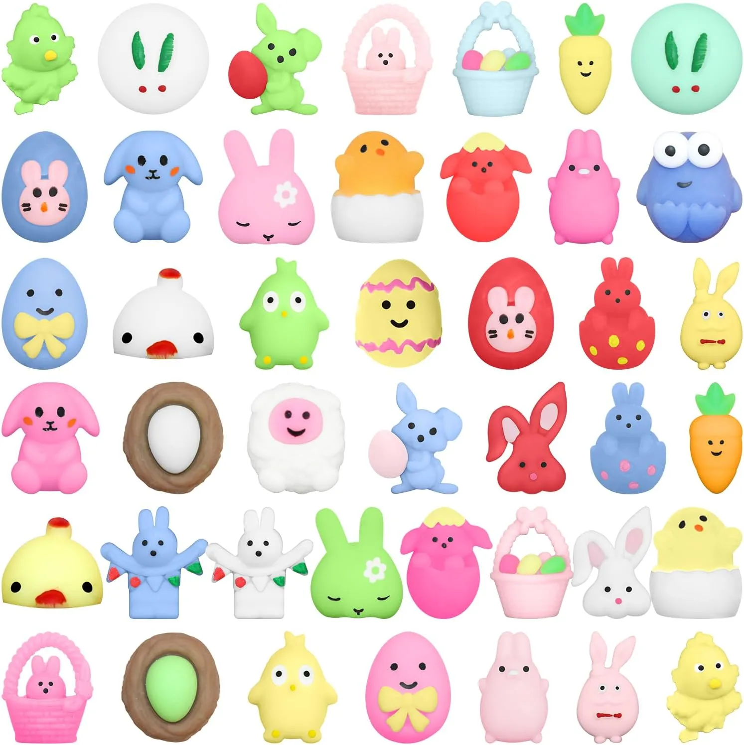 Toy$ Mini Squishies Cute Squeeze Toy Stress Reliever Anxiety Packs for Boys and Girls 43 Pcs Easter slacken avail caterpillar Basket Stuffers Mochi Squishy 