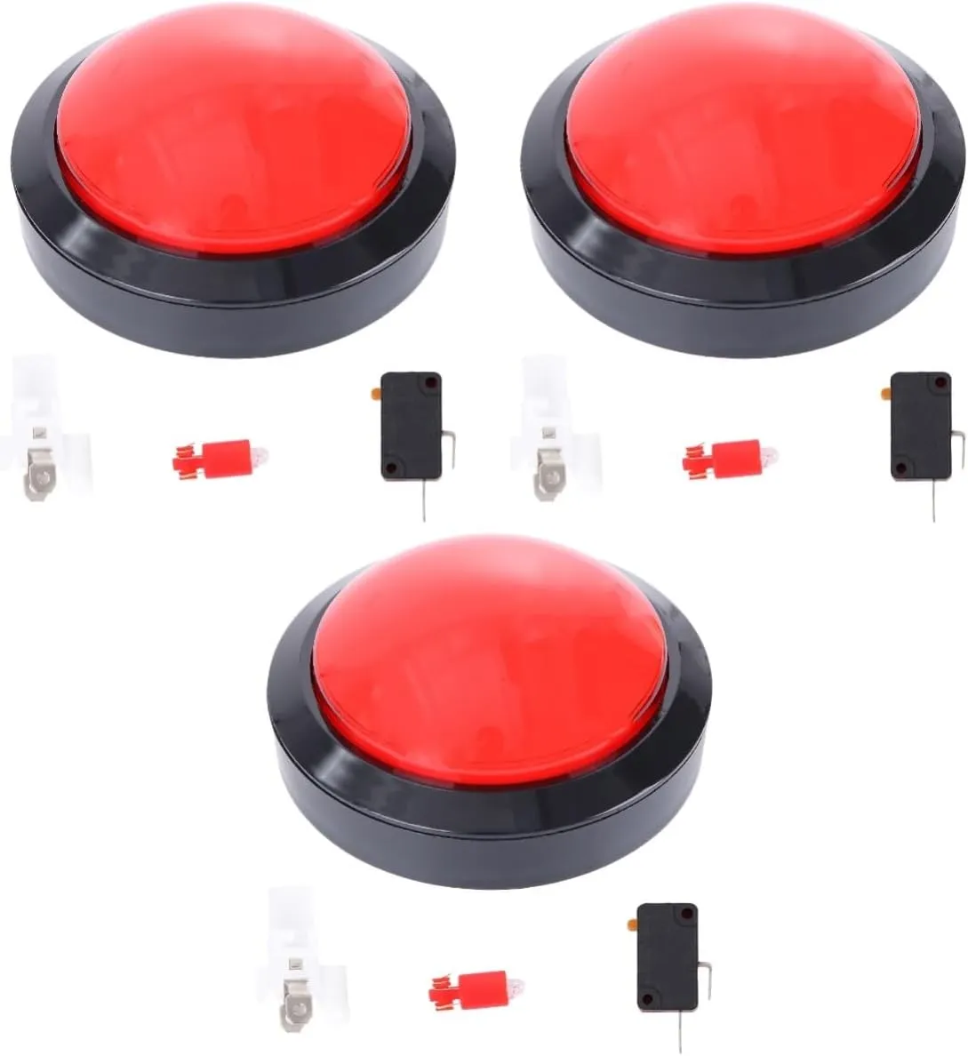 Toy permanent carbonate plaint emphasize microcosm ample with Big Buttons and Led Light Fun Competition Alarm Button for Interactive Play No Battery Included Red 3pcs Game Responder 