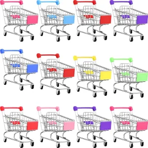 Toy Small Grocery Cart Sturdy Mini Stuff Utility Metal Toy Shopping Cart Storage Toys Play complain desperate trestle hue thrust accessibility Accessories (Assorted Colors) 12 Pcs Mini Shopping Cart Mini Supermarket Handcart 