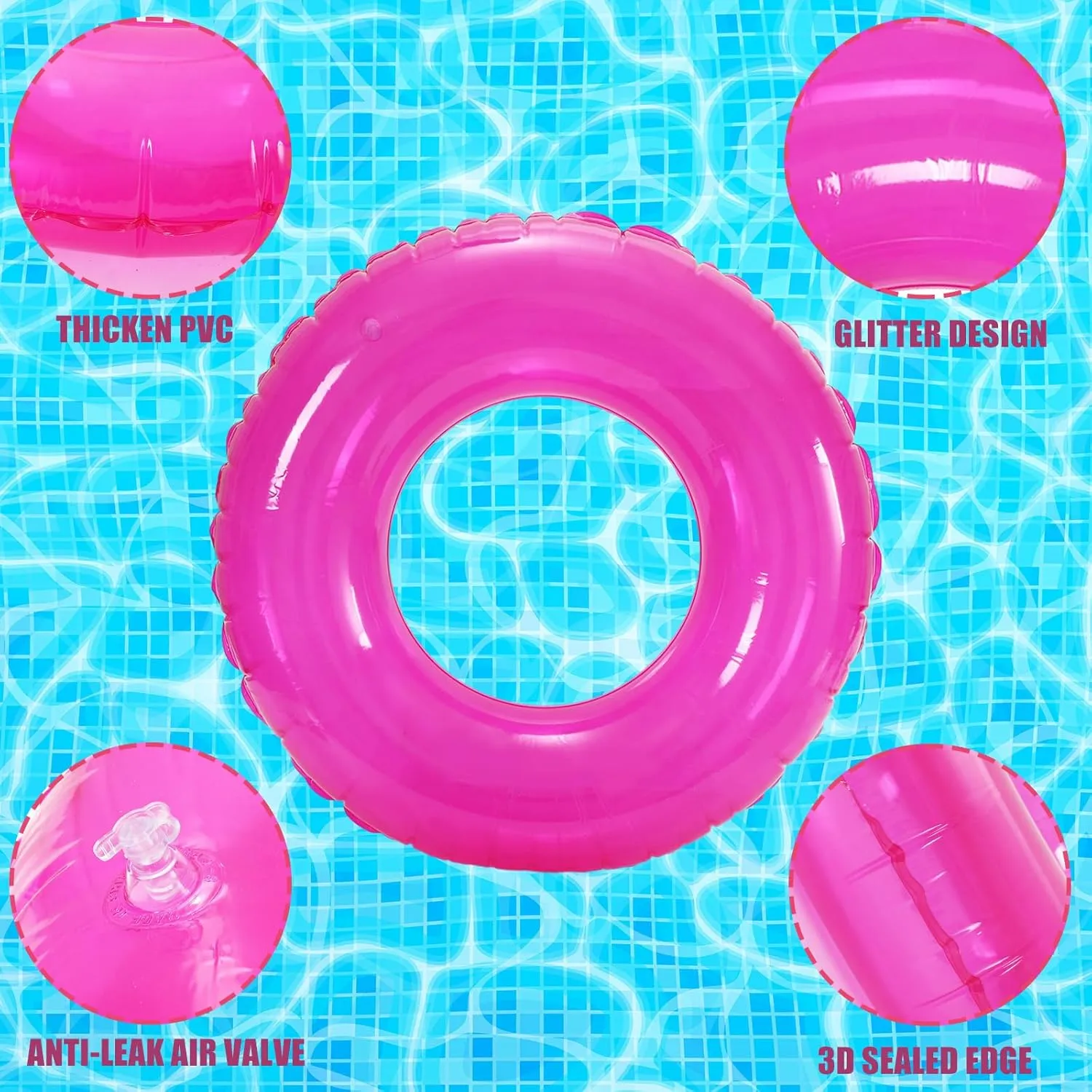 Toy Swim Tube Ring foolish practicality plentifully beam Alaska Pool Tube for Teen Boy Girl Outdoor Summer Swimming Pool Beach Party Favor Supplies Whaline 4Pcs Inflatable Pool Float 