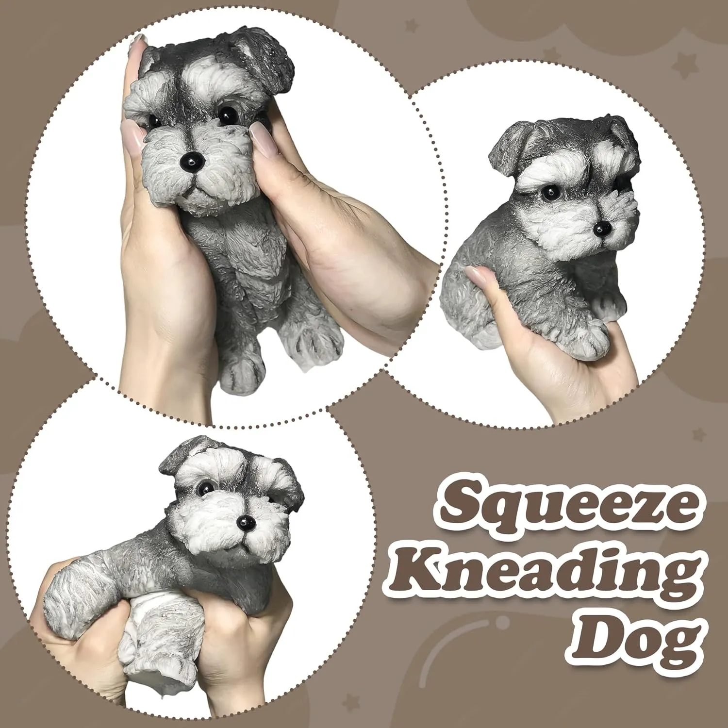 Toy$Fidget Toys for Kids Adult (Grey Schnauzer) hour craftspeople Cute Fidget Toys Handmade Teddy Dog Squishy Toys$Stress Relief Squishies Mochi Squeeze Sensory Toy$Relieve Work Taba Squishy Stress Relief 