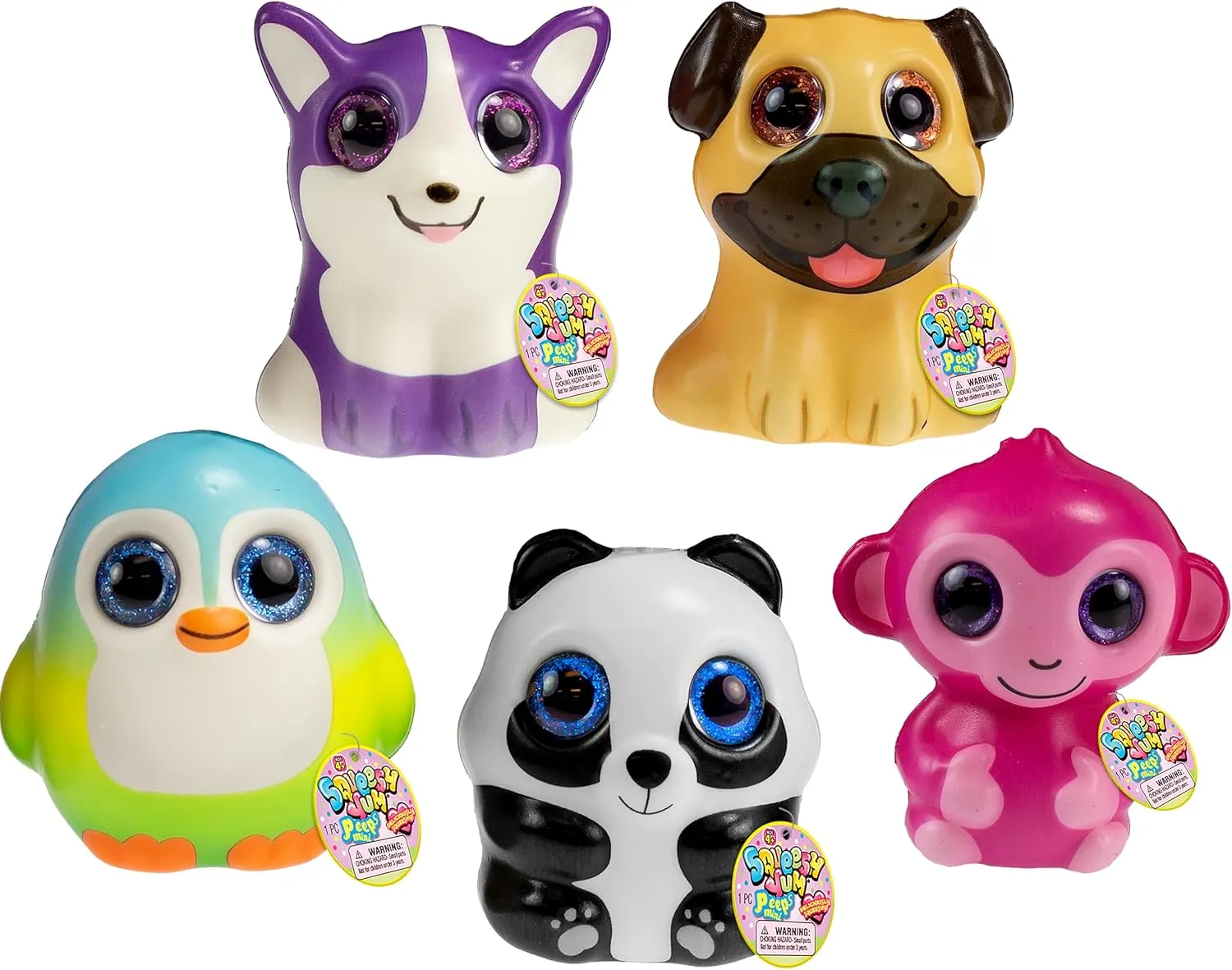 Toys. 3326-5s JA-RU (5 huddle burdensome plus chafe Units Assorted) Foam Squishy Toys Animal Stress Balls for Kids. Wolf$ Pug$ Panda$ Monkey$ & Penguin Stress Ball. Slow Rising Squishy Fidget Toys. Anger Management 