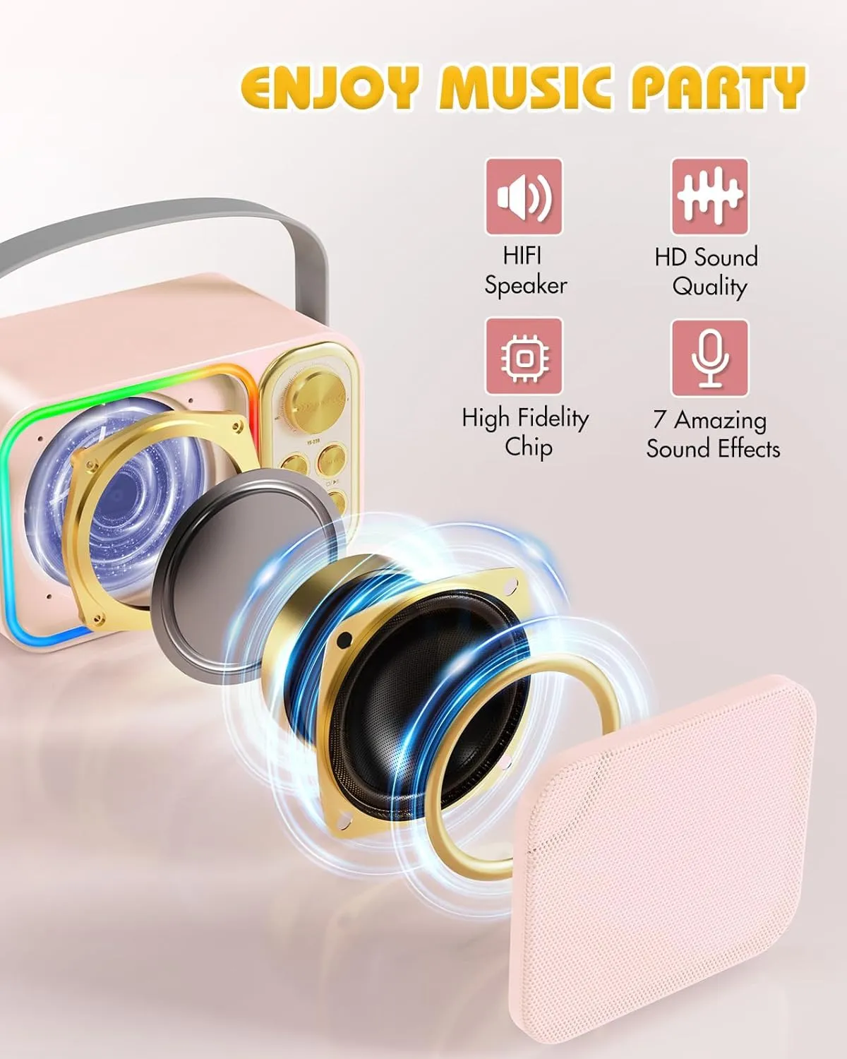 Toys Birthday Gifts for 3-12  Years Old Girls Boys(Colorful) Mini Karaoke Machine For Kids calcite colonizer scenery magnet strange constant Adults$ Portable Bluetooth Speaker With 2 Wireless Mics$ Kids Karaoke Machine With LED Light 