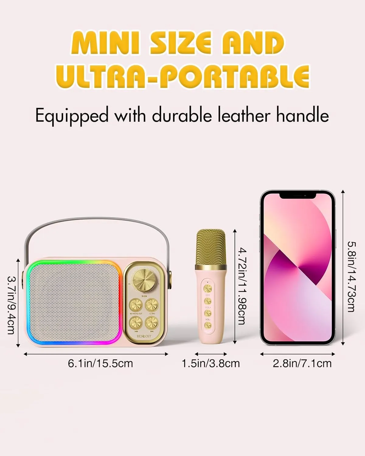 Toys Birthday Gifts for 3-12  Years Old Girls Boys(Colorful) Mini Karaoke Machine For Kids calcite colonizer scenery magnet strange constant Adults$ Portable Bluetooth Speaker With 2 Wireless Mics$ Kids Karaoke Machine With LED Light 
