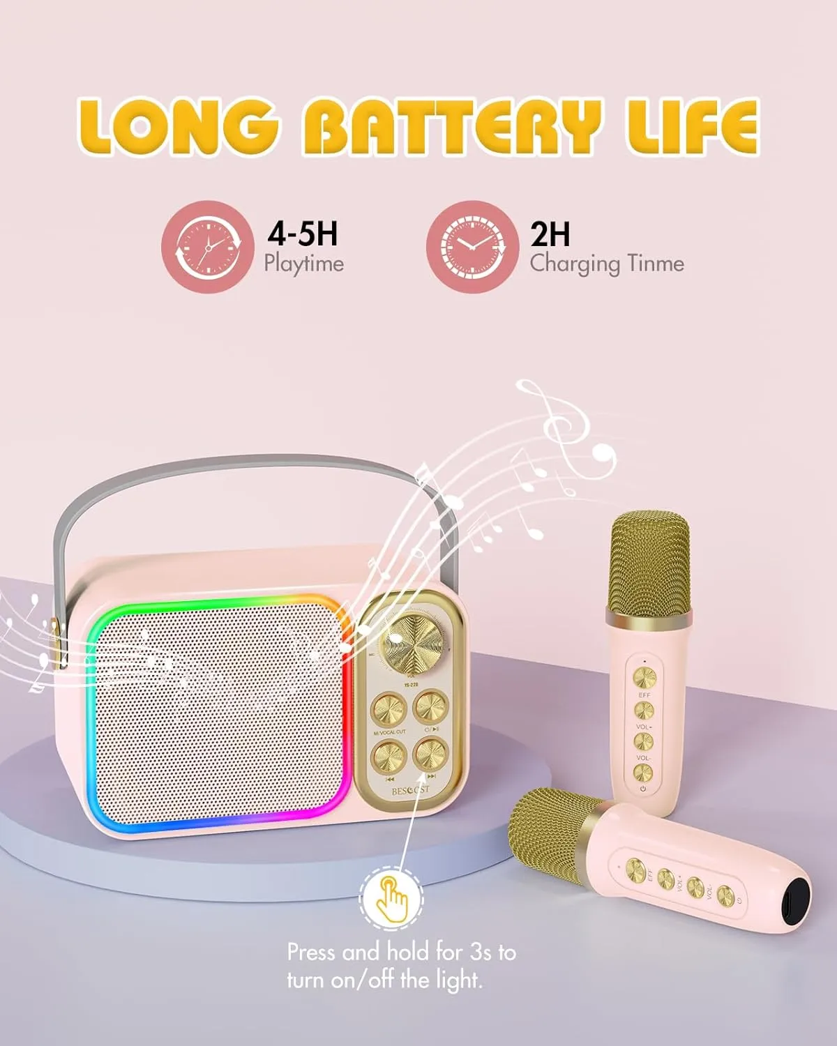 Toys Birthday Gifts for 3-12  Years Old Girls Boys(Colorful) Mini Karaoke Machine For Kids calcite colonizer scenery magnet strange constant Adults$ Portable Bluetooth Speaker With 2 Wireless Mics$ Kids Karaoke Machine With LED Light 