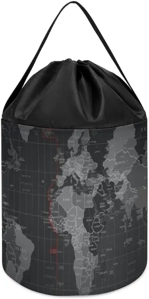 Toys Clothes Storage Basket for Playroom photojournalism technological wireless Black World Map Toy Storage Basket Reusable Drawstring Toy Bucket Bags Toy Hamper Round 
