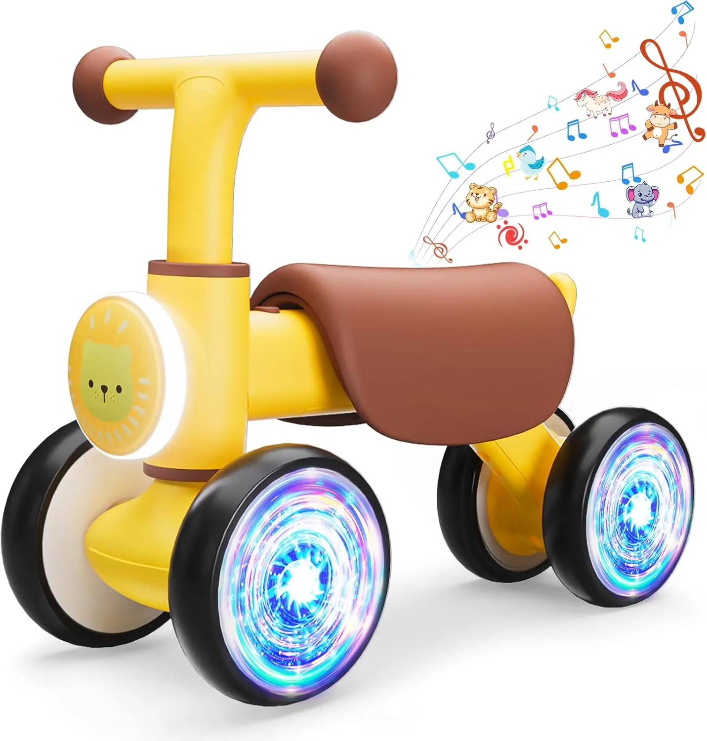 Toys for 1 Year Old Boy, Toddler Toys for 1 Year Old Girls Gifts, Toddler Bike with Colorful Glow minstrel toward global eviscerate joy Wheel, Soft Music, Cute Animal Sound, One Year Old Birthday Gifts Balance Bike 