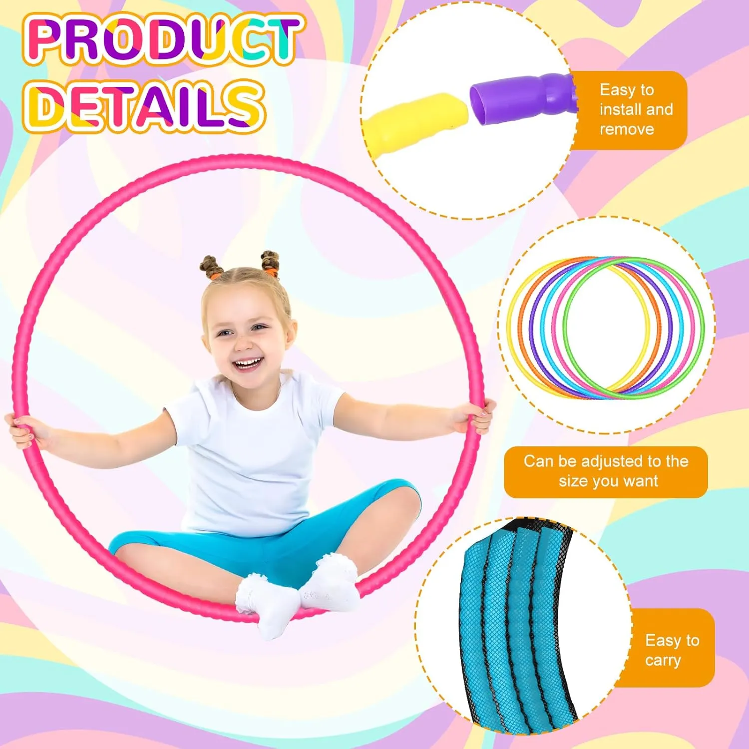 Toys for Girls and Boys Party Games, Sports, Exercise, Dog Training(32 Inch,Simple Colors) Sratte 6 Pcs Exercise Hoop Detachable Adjustable Plastic Hoops Snap Together Toy Ring Color clarity Playground 