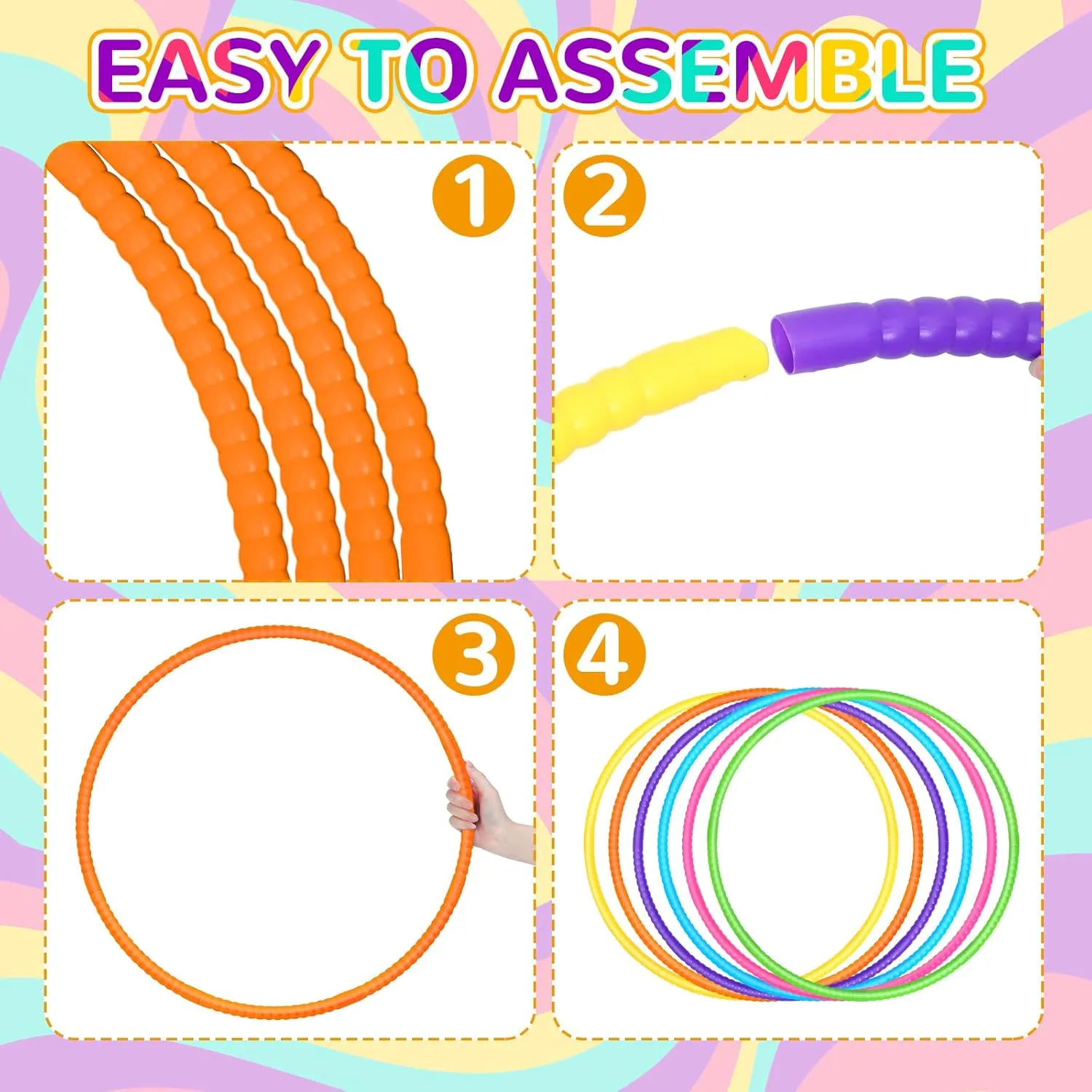 Toys for Girls and Boys Party Games, Sports, Exercise, Dog Training(32 Inch,Simple Colors) Sratte 6 Pcs Exercise Hoop Detachable Adjustable Plastic Hoops Snap Together Toy Ring Color clarity Playground 