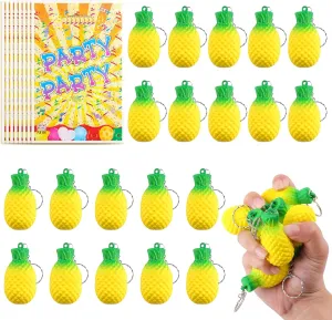 Toys for Stress Relief$ Mini Squeeze Party Favors for Kids Adults$ Bulk Sensory Toys for Birthdays Anboor 20 Pcs Pineapples Stress Toys with saw 10 Party Bags$ Stretchy Pineapples Fidget 