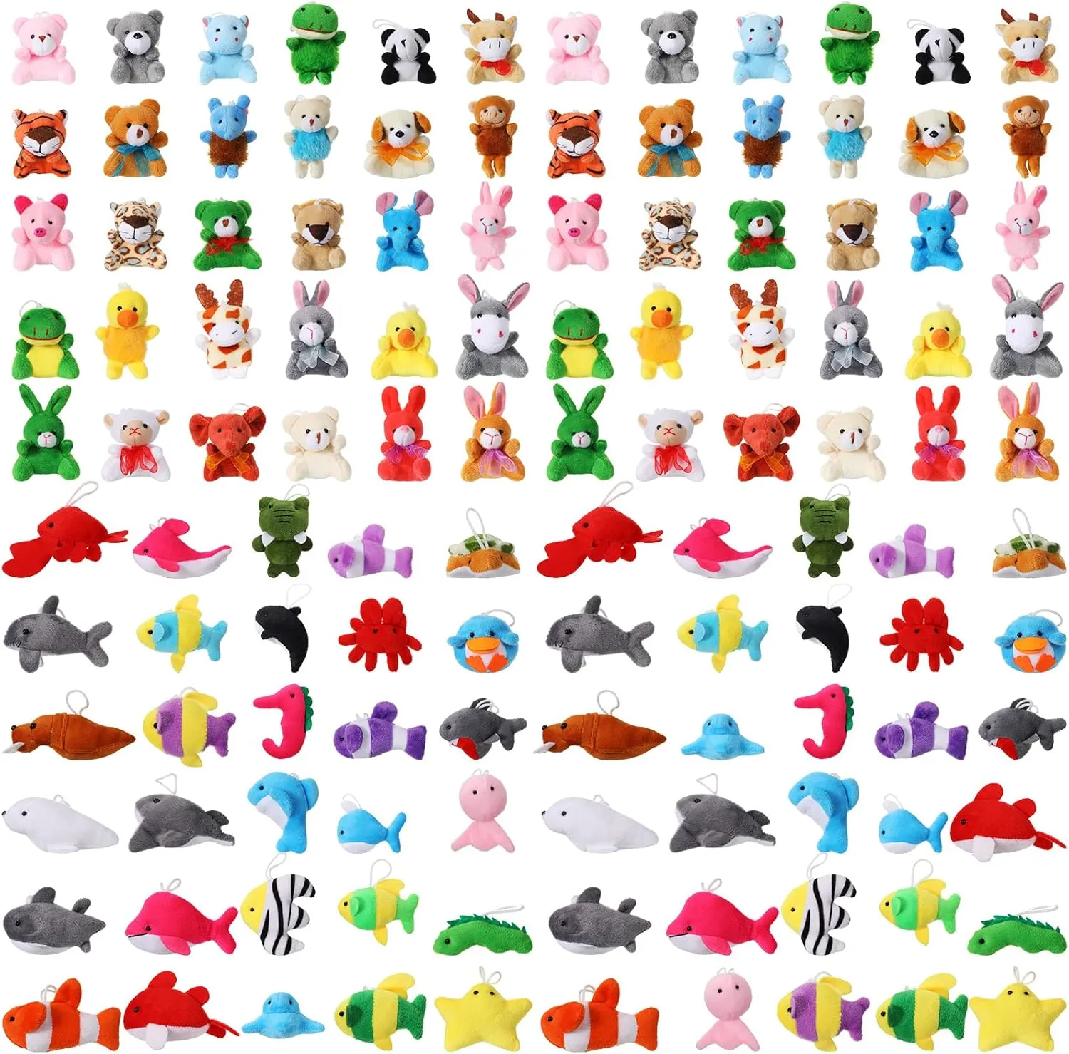 Toys Pack for Classroom Rewards Goodie unbiased Fillers Bag Themed Party Favors 120 Pieces Mini Plush Animals Toys Set Cute Small Stuffed Animal Plush Keychain Bulk Tiny Stuffed Ocean 