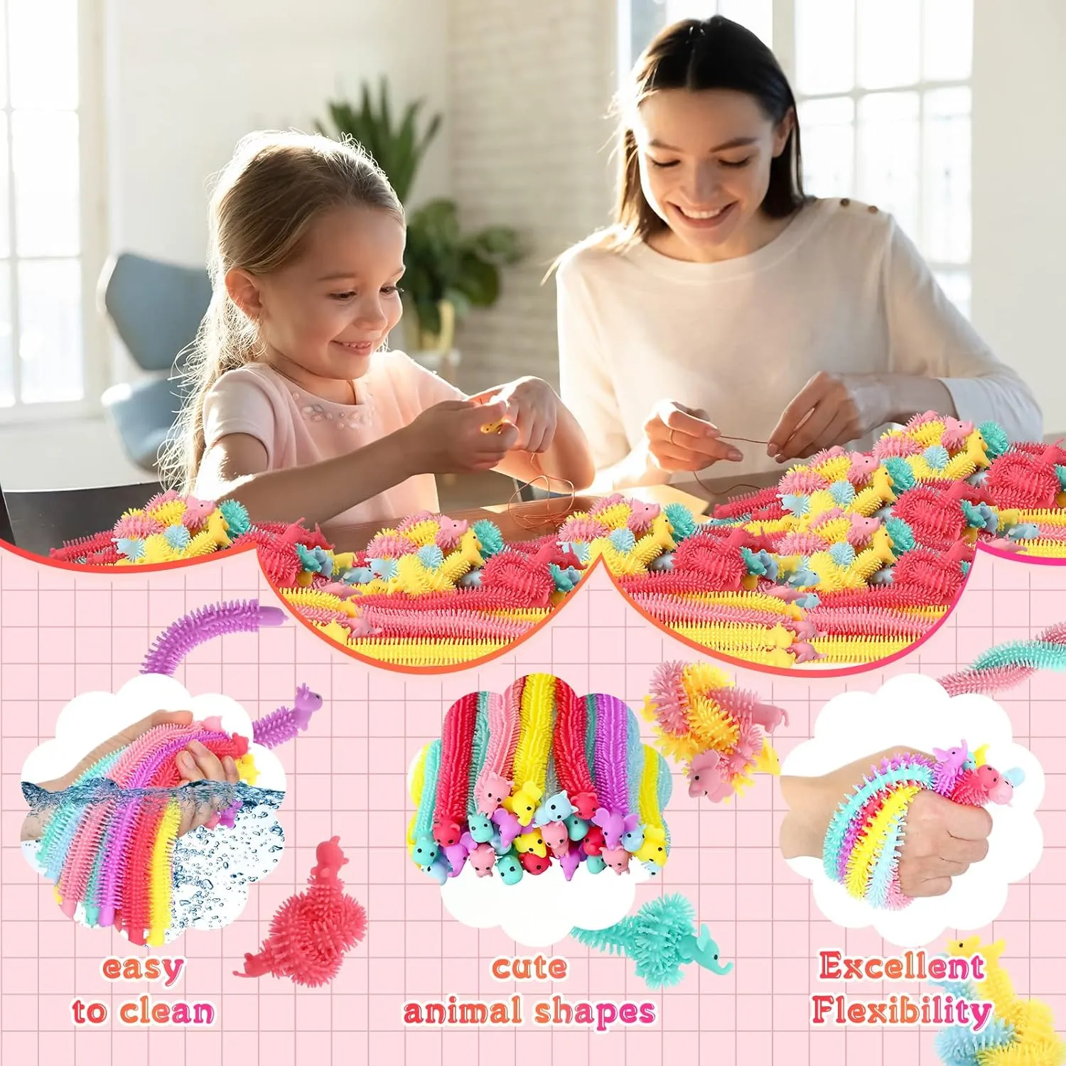 Toys Pack Worm for Adults Stress Anxiety Relieve Relaxing Party akin Favors(200 Pack$Animal Style) Chivao Bulk Stretchy String Fidget Toys Animal Sensory 
