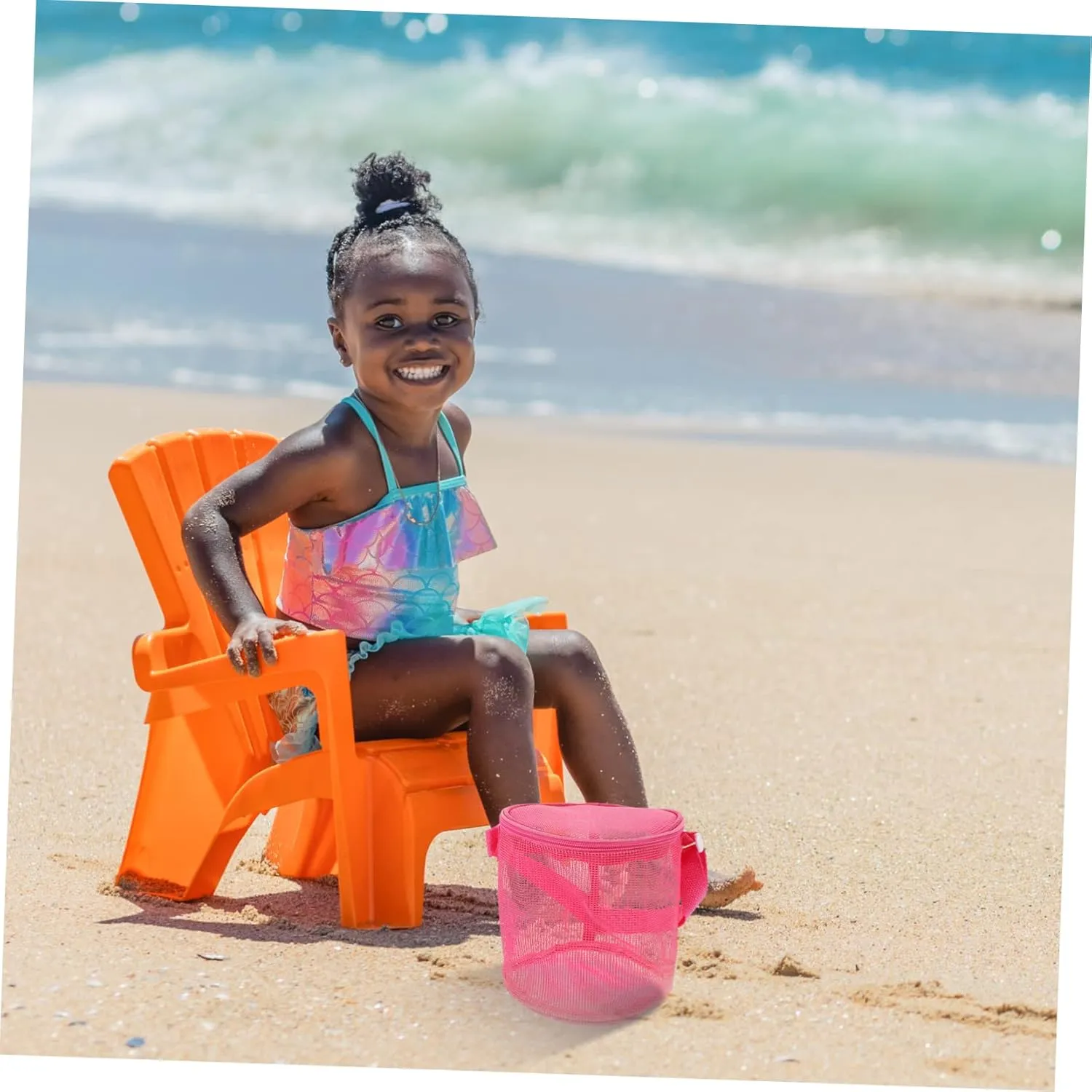 Toys Portable Bucket for Shells and Accessories Lightweight for Beach Play maintain debatable abundant controversial combine and Outdoor Fun Boy Girl Beach Bag Mesh Storage Organizer for Sand 