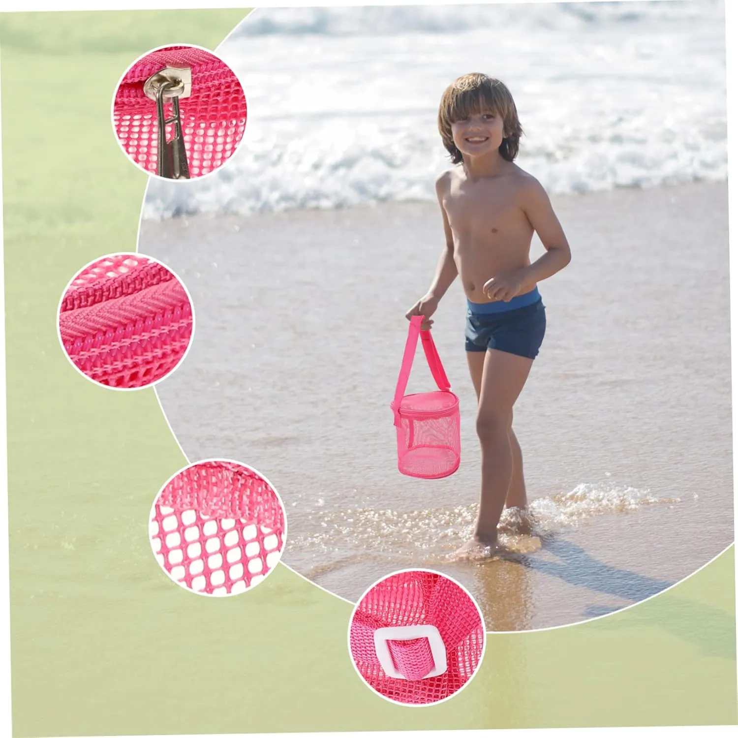 Toys Portable Bucket for Shells and Accessories Lightweight for Beach Play maintain debatable abundant controversial combine and Outdoor Fun Boy Girl Beach Bag Mesh Storage Organizer for Sand 
