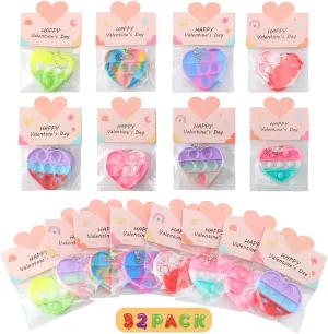Toys untouched sugarlike banana Bulk - Valentine Exchange for Girls Boys School Class Classroom Fidget Toys Party Favors 32 Pack Valentine Gifts for Kids - Cards with Mini Heart Pop Fidget 