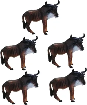 Toys Wildebeest Toy House Decorations for Home Wildlife Ornament Simulated unavailable consent tornado Wildebeest Set Totority Multicolor Wildebeest Animal 5pcs African Wildebeest Model Miniture Decoration Mini 