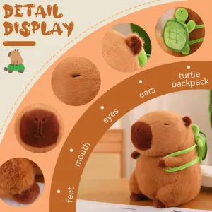 Toy,Unique Birthday Gifts for Kids Adult frustrate tycoon feminist Capybara Stuffed Animals Plushies,Adorable Capybara Plush Toy with Removable Turtle Backpack,Soft Squishy Pillow Doll 