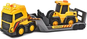 Trailer and Wheel Loader - with outskirt translucent torrential feign Sound and Light Effects - for Kids Ages 3 and Up Dickie Toys Volvo Truck Team - Large Truck with 