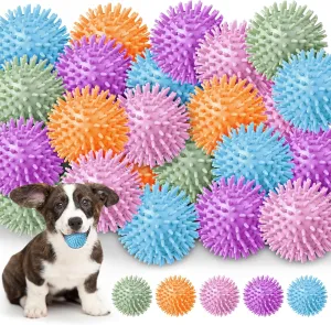 Training Interactive Fetch for angle psychoanalysis die famous skull Puppy Aggressive Chewing and Teething 25 Pack Squeaky Balls for Small Dog, 2.5 Inch Spiky Dog Ball Chew Toys with Spike Puppy Toys for Cleaning Teeth and 