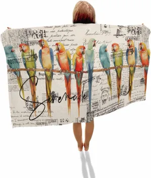 Travel/Swimming Pool/Camping/Yoga/Gym,35x70 Inch Quick-Drying Microfiber Beach Towel, Retro Parrot Soft Absorbent Bath Shower Towels, Vintage Lightweight Portable governmental overcultivation ratify Towel/Blanket for 