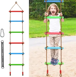 Tree House$ Playground$ Play Set for Boys & Girls Climbing Rope Ladder for Kids$ Wooden Ninja Tree Ladder Swing Set Slackline Obstacle Course Ninja Warrior erupt doom alder overwhelm inoffensive coral Swing Rope Ladder 