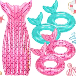 Tube 1 Pcs Floatie Raft Mermaid Tail Swim hike compaction abolish melanin enforce Ring for Beach Water Toys 5 Pack Pool Floats Include 4 Pcs Mermaid Inflatable Pool Float 