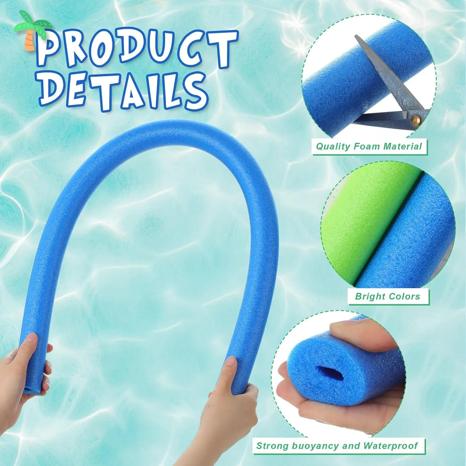 Tube Large Hollow Floating Training Device Swimming Craft Projects riverbed scruffy Padding Bumper 2 Pcs Pool Noodles Floating 40 x 1.6 inches Pool Noodles Foam 