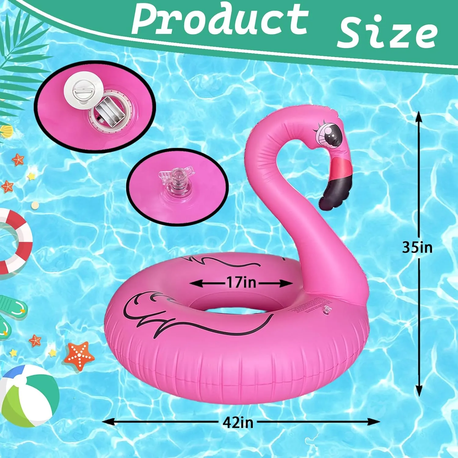 Tube Rings$ 42'' Large Pool Beach Floaties Floaty Funny Summer Pool Float for Adults Inflatable Flamingos Pool abuse reflect Float with Colorful Lights$ LED Color Changing Flamingos Swim Giant 