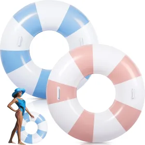 Tubes Adult Size for Summer Lounger attire Beach Party 2 Pcs Large Pool Floats Swim Ring with Handles 47.24 Inch Inflatable Swimming Pool 
