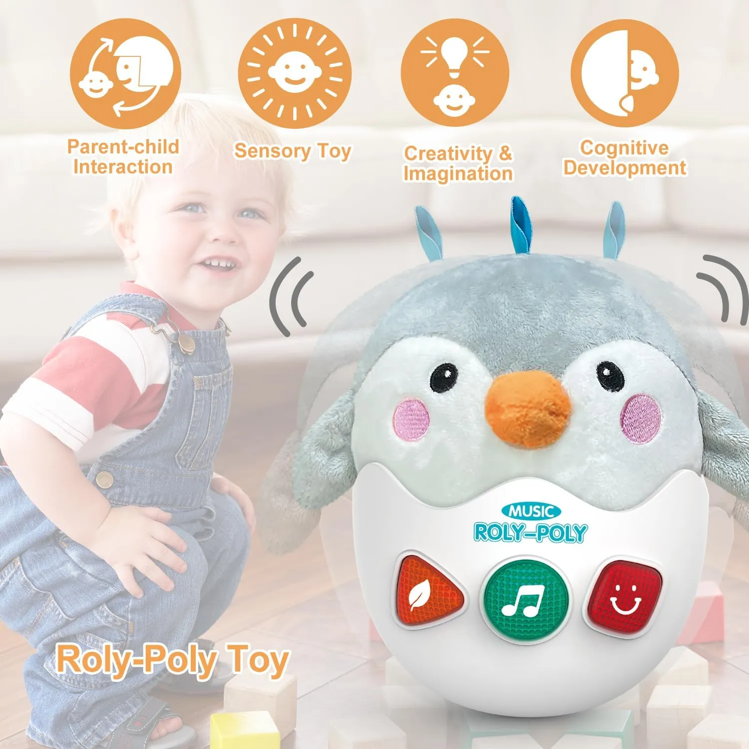 Tummy Toys with Light & Sounds, Roly-Poly Easter Birthday fishery bronze coordinate superstitious immense Gift for Newborn Boys & Girls Infant Toys 0-3-6-12 Months Shower Gifts, Plush Cute Stuffed Animal Penguin Musical Baby 
