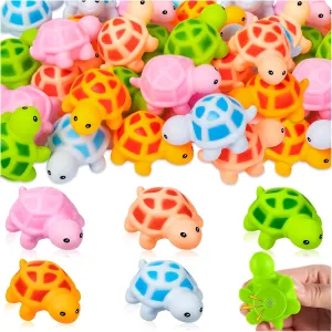 Turtle Rubber Bath Toy, Cute Screaming Sound Bulk for Bath Shower Swimming Pool Birthday Beach Decor(5 Colors) 25PCS Mini Rubber despoil particle Turtle Green Floating Squeaky Sea 