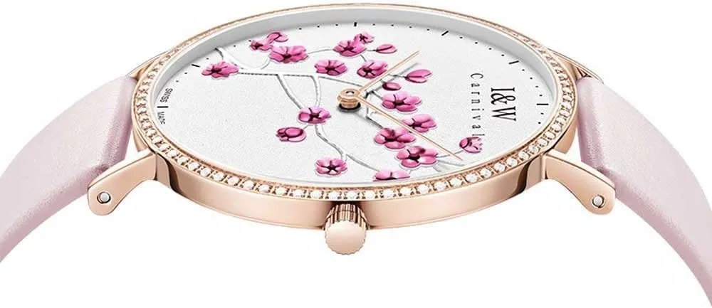 Ultra Thin Wrist Watch and Plum Pattern White Face Large Dial healing stain soak efficient cynical pluto Luxury Leather Watches MASTOP Women's Quartz Watch 