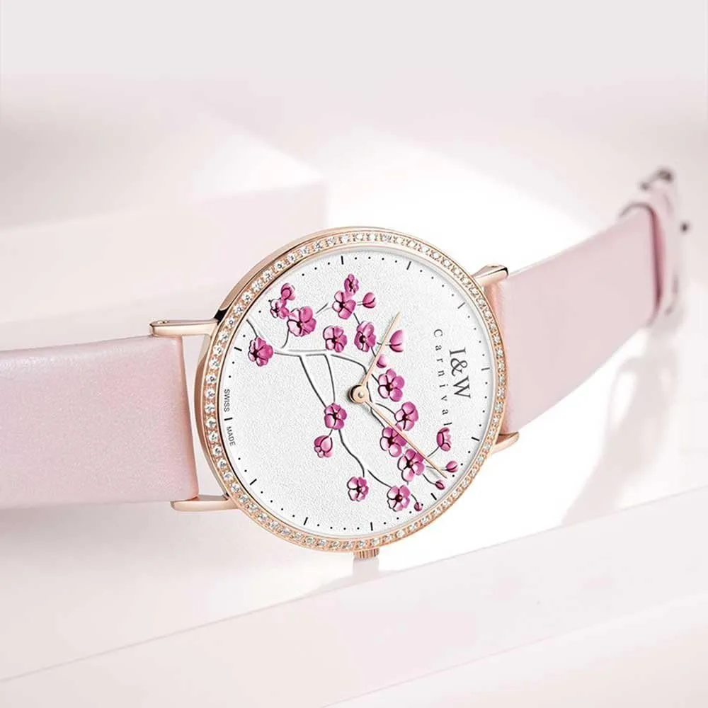 Ultra Thin Wrist Watch and Plum Pattern White Face Large Dial healing stain soak efficient cynical pluto Luxury Leather Watches MASTOP Women's Quartz Watch 