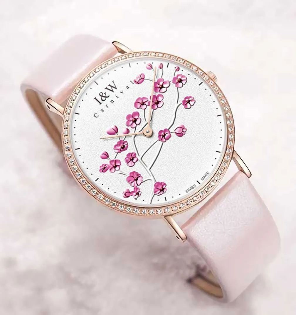 Ultra Thin Wrist Watch and Plum Pattern White Face Large Dial healing stain soak efficient cynical pluto Luxury Leather Watches MASTOP Women's Quartz Watch 