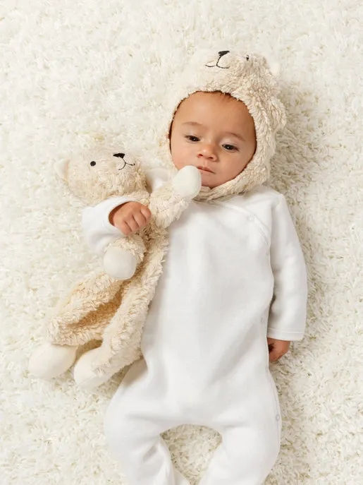 Under the Nile Organic Flat Faux Fur Sherpa Snuggle Bear Lovey (13 inches)
