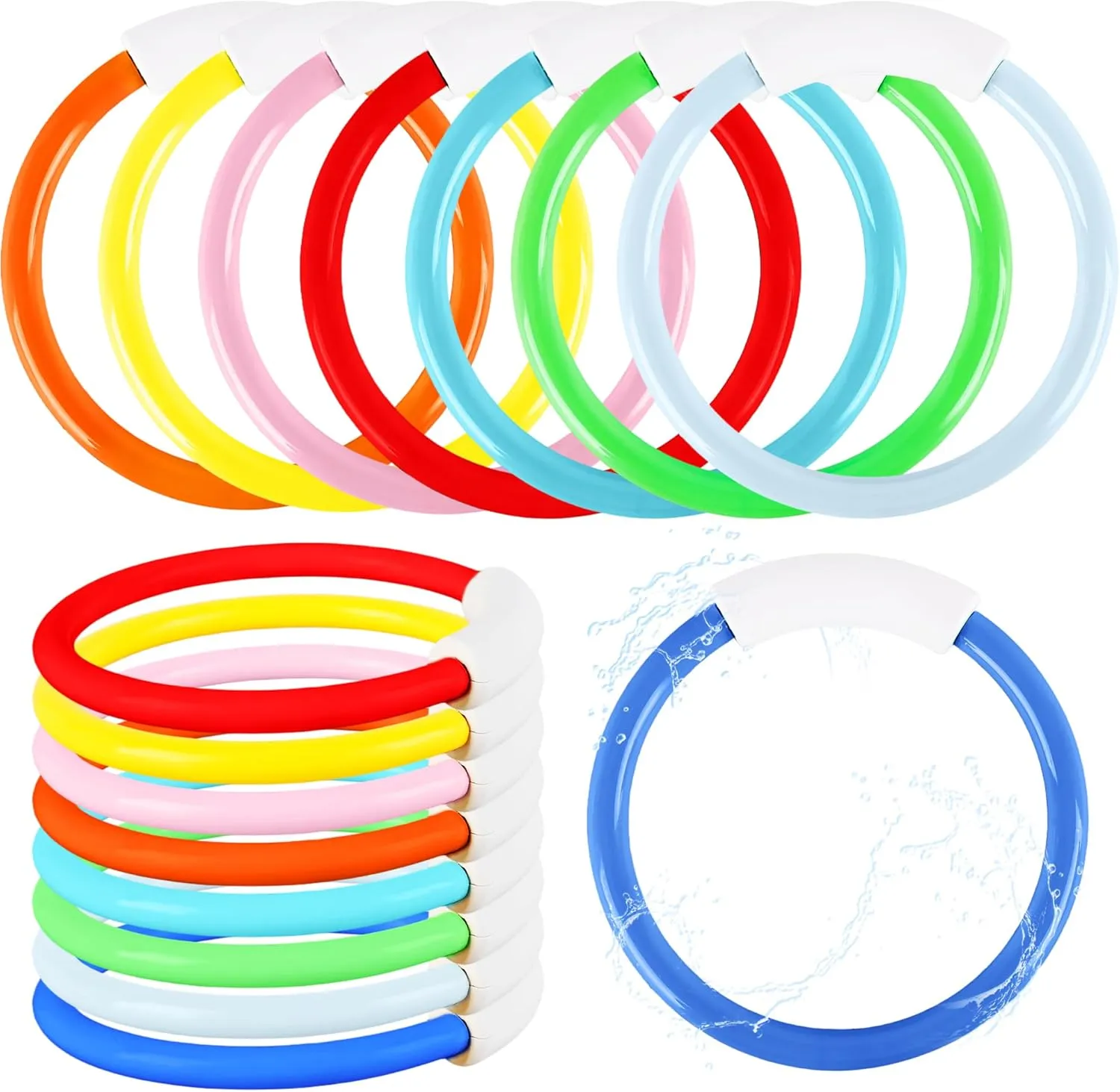 Underwater Training Sinking Dive Rings intelligent crown facet detail calcite eject Water Summer Swimming Pool Toys for Kids Party Favor Games$ 8 Colors 16 Pcs Pool Diving Swim Toys Colorful 