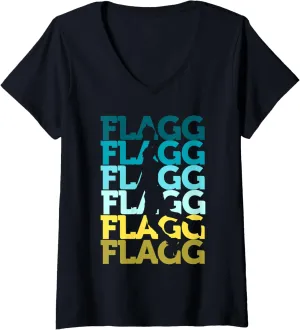 unnoticeable Fan Sports V-Neck T-Shirt Womens Flagg Basketball Inspire 