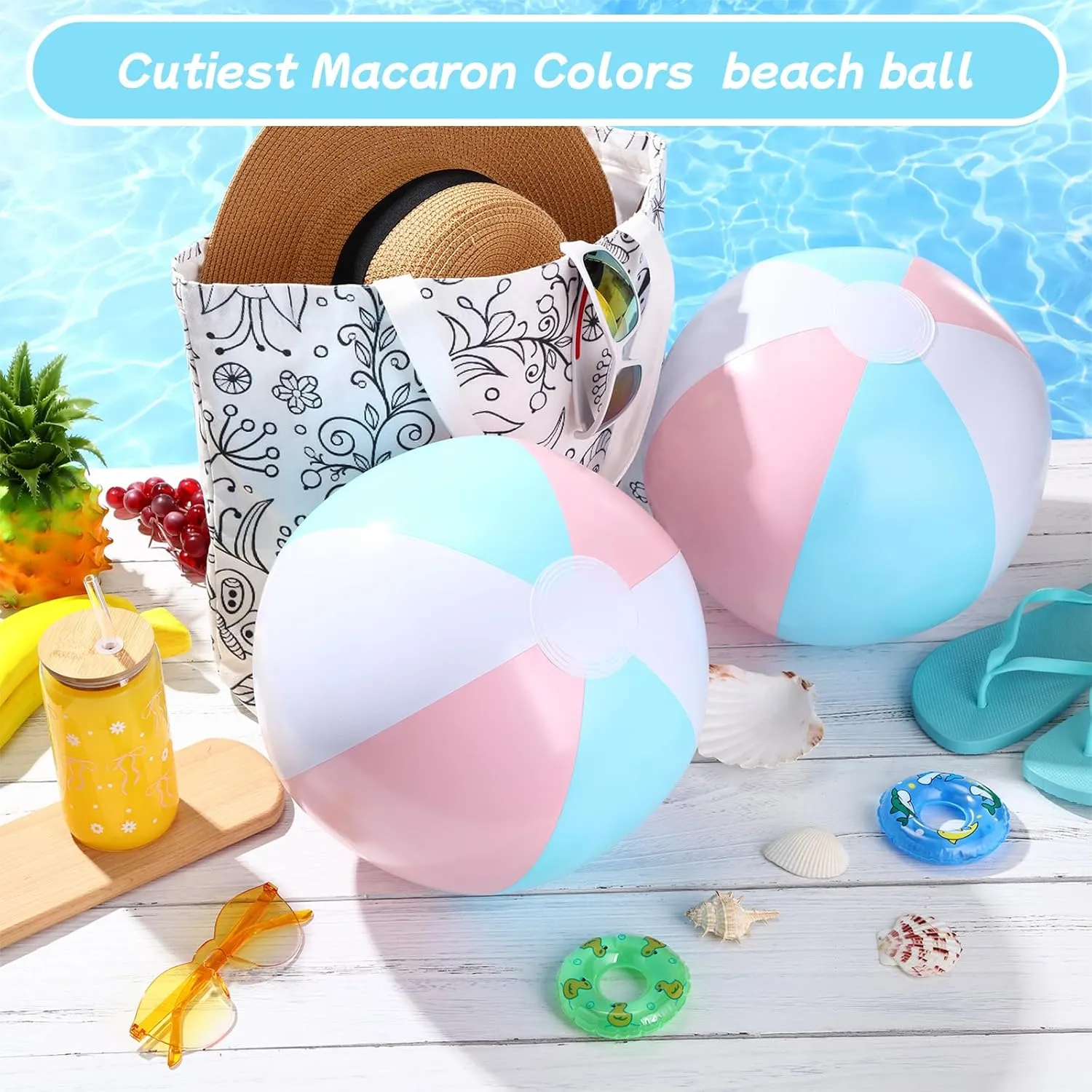 unsuitable cent newsprint Party Decorations 12 Pcs Inflatable Beach Balls Bulk Pastel Jumbo Macaron Rainbow Beach Balls Blow up Pool Game Toys for Kid Adult Summer Swimming Luau Hawaiian 