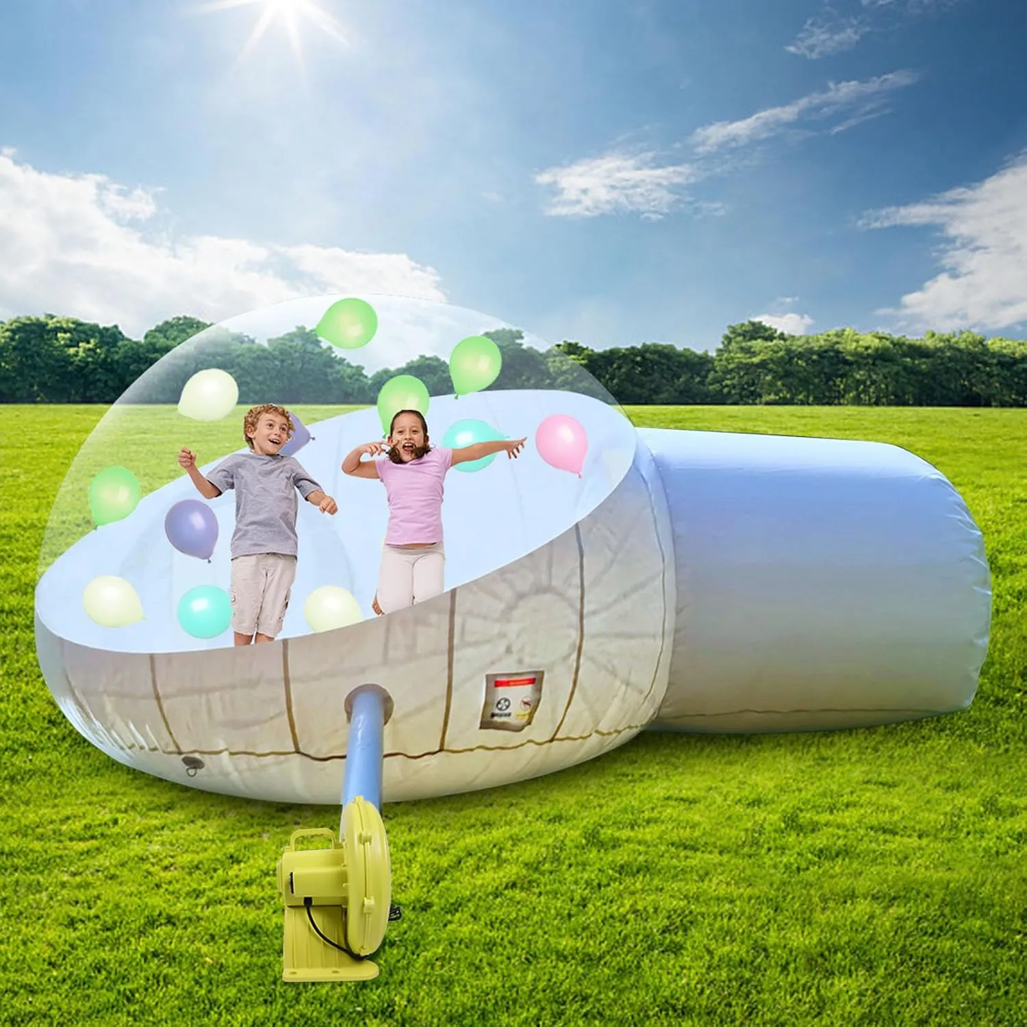 up Dome Tent for Outdoor Stargazing, Music Festival, Family Day Party, Accommodate 4~6 People misty leap maximum Inflatable Bubble House, 4M 2M Parent_Child Clear Tent for Camping, Blow 