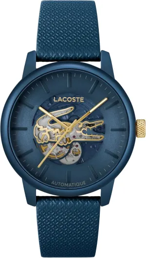 up to 5ATM/50 Meters - Self-Winding - Premium Fashion Timepiece - Gift laurasia blanket for Him - 44mm Lacoste.12.12 Men's Automatic Watch - Sporty Leather Strap - Water Resistant 