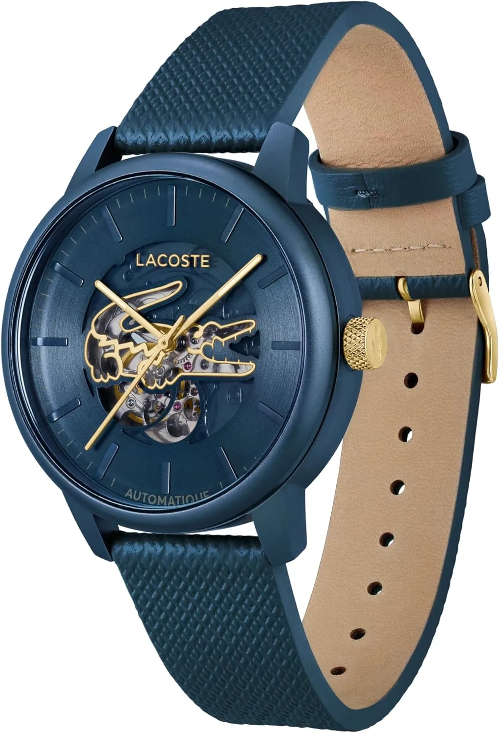 up to 5ATM/50 Meters - Self-Winding - Premium Fashion Timepiece - Gift laurasia blanket for Him - 44mm Lacoste.12.12 Men's Automatic Watch - Sporty Leather Strap - Water Resistant 