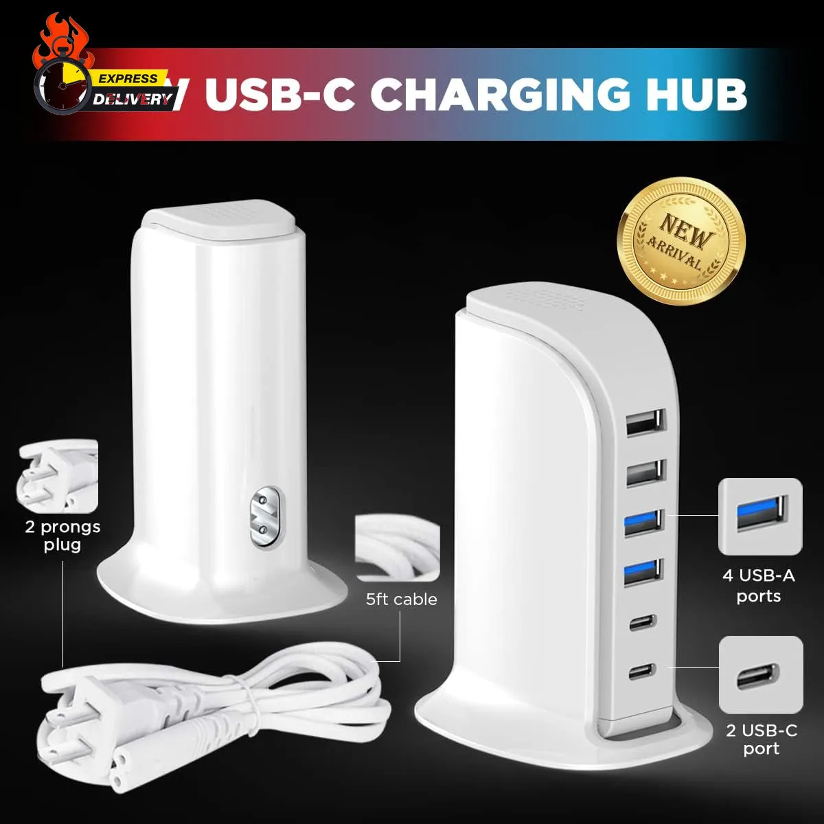 USB Charger , Charging Station for Multiple Devices 45W, Fast Charging Blocks Wi
