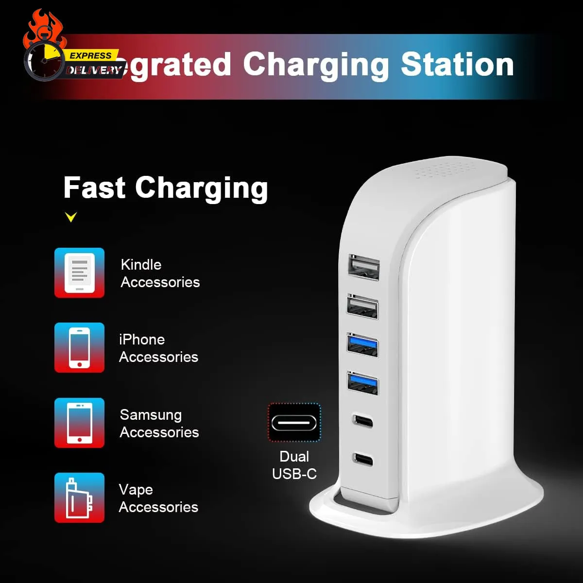 USB Charger , Charging Station for Multiple Devices 45W, Fast Charging Blocks Wi