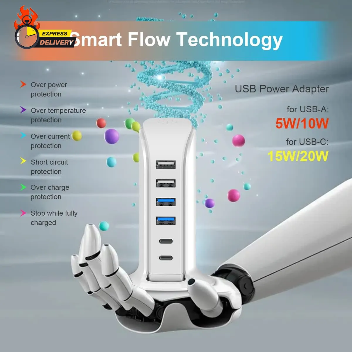 USB Charger , Charging Station for Multiple Devices 45W, Fast Charging Blocks Wi